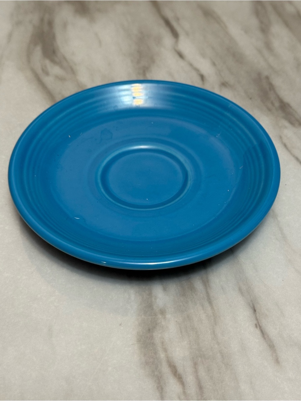 Fiesta Blue Solid Glossy Round Plate 7" Ceramic Printed Backstamp